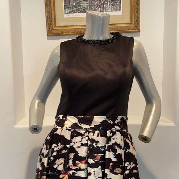 Principessa Bridal Black Printed Hi/Lo Fit & Flare Pleated Dress size 8 - Picture 5 of 15